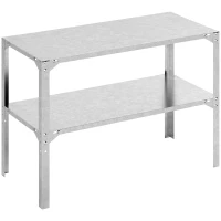 Outsunny 2 Tier Potting Bench Table, Galvanised Steel Garden Planting Work Bench Workstation with Storage Shelf for Outdoor, Patio, Greenhouse, 110 x 50 x 75 cm, Silver Tone(m-1)