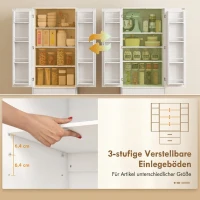HOMCOM 159 cm Küchenschrank, verstellbare Regale, 2 Schublade, für Küche, Esszimmer, Spanplatte, MDF, Weiß(m-5)
