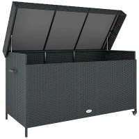 Outsunny 627 L Rattan Storage Box - Black(m-1)