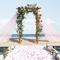 Outsunny Wooden Garden Arbor, Arch Trellis with Classic Countryside Style, Pergola Style Roof for Climbing Vines(m-10)