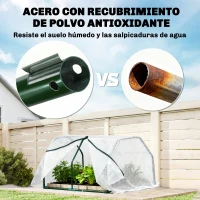 Outsunny Invernadero de Terraza 100x70x60 cm Vivero Casero Pequeño de Jardín con Cremallera para Cultivos Plantas Flores Marco de Acero Cubierta de PE 140g/m² Blanco(m-5)