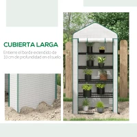 Outsunny Invernadero Resistente de 5 Niveles con 1 Puerta con Cremallera Anti-UV Diseño Ensanchado y Estantes 90x49x193 cm Blanco(m-8)
