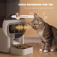PawHut Programmable Automatic Cat Feeder with Timer Up to 6 Meals Per Day, 10s Voice Recorder, Portion Control(m-8)