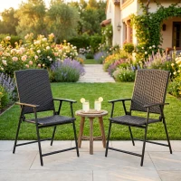 Outsunny Set of Two Folding Rattan Seat Chairs - Black(m-2)