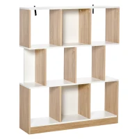 HOMCOM Bücherregal Standregal Büroregal Aktenregal für Büro Wohnzimmer Arbeitszimmer Spanplatte Natur+Weiß 100 x 27 x 124 cm(m-12)