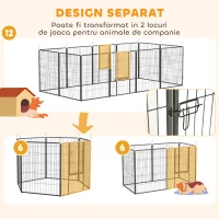PawHut Țarc pentru câini cu 12 panouri modulabile de 80x100 cm, pliabil, cu ușă din oțel și 12 țăruși, gri(m-7)