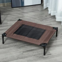 PawHut Hundeliege Outdoor, Erhöhtes Hundebett für Mittelgroße Groß Hunde, stabile Haustierliege mit Waschbares Mesh, Katzenbett Haustierbett Schlafplatz für Draußen Camping, 76 x 61 x 18 cm, Braun(m-9)