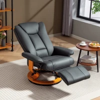 HOMCOM Relaxsessel mit Liegefunktion, drehbar, bis 150 kg, Kunstlederbezug, Stahlrahmen, Dunkelgrau(m-10)