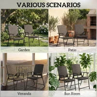 Outsunny Set of Two Folding Rattan Seat Chairs - Black(m-7)