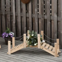 Outsunny Puente de Jardín de Madera con Pasamanos Puente Decorativo para Estanque Carga 5 kg 100x32x48 cm Natural(m-10)