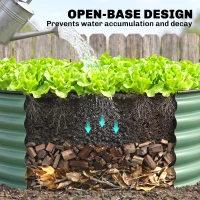 Outsunny Galvanised Raised Garden Bed with Safety Edging, Outdoor Raised Planter Box with Gloves, 120 x 120 x 43cm, Light Green(m-7)