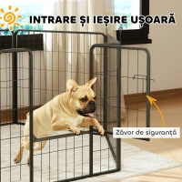 PawHut Țarc pentru câini cu 6 panouri modulabile, pliabil, cu ușă din oțel, înălțime 80 cm, gri închis(m-5)