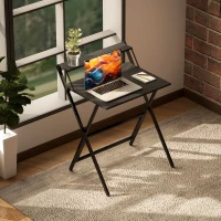 HOMCOM 70 cm Folding Computer Desk with Monitor Shelf - Black(m-8)