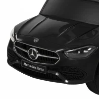 AIYAPLAY 3 in 1 Licensed Benz Ride on Push Car with Handle, Canopy, Guardrails, Horn, Music, Storage for 12-36 Months, Black(m-11)