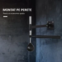 HOMCOM Speed Bag montabilă pe perete pentru box și MMA, cu înălțime reglabilă și suport, din oțel și PU, 79x72x20 cm, neagră(m-5)