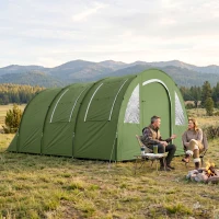 Outsunny 4 Man Camping Tent with 2 Room, Floor and Carry Bag - Green(m-14)