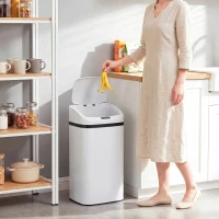HOMCOM 48L Stainless Steel Sensor Bin - White(m-7)
