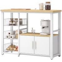 HOMCOM Etajeră de depozitare pentru bucătărie cu coșuri glisante și dulap, suport pentru cuptor cu microunde, 100 x 35 x 80 cm, alb(m-9)