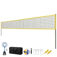 SPORTNOW Ensemble de Volley-Ball et Badminton, Poteaux en Acier Hauteur Réglable, Sac de transport, pour Pelouse Plage Jardin(m-13)