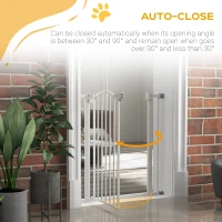 PawHut Pressure Fit Dog Stair Gate No Drilling Safety Gate Auto Close for Doorways, Hallways, 74-80cm Adjustable, 78cm Tall, White(m-16)