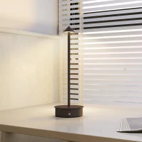 HOMCOM Lampă de Masă Touch Reîncărcabilă cu USB, Reglabilă 3000K/4500K/6000K, Autonomie 4-8 Ore, Cafeniu(m-10)