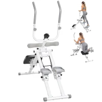 SPORTNOW 2-in-1 Ab Machine and Stair Stepper, Foldable Ab Trainer and Climbing Machine with LCD Monitor for Home Gym, White(m-15)