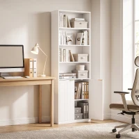 HOMCOM Bookcase Adjustable Shelf Bookshelf Anti-Tip Hardware 6-Tier, White(m-14)
