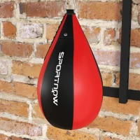 SPORTNOW Punching Ball montat pe perete, cu Speed Bag rotativ la 360° și reglabil pe 7 niveluri de înălțime, negru și roșu(m-9)