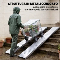 HOMCOM Set 2 Rampe di Carico Pieghevoli, 400 kg, per Moto/ATV/Rimorchio/Pick-up, 180 x 25.5 cm, Argento(m-6)