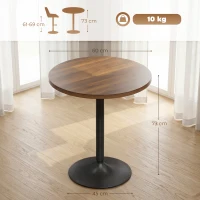 HOMCOM Table de bar ronde 60 cm, table haute cuisine mange-debout avec patins antidérapants, pour cuisine, salon, noyer(m-3)