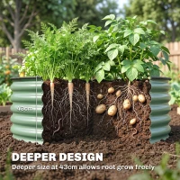 Outsunny Galvanised Raised Garden Bed with Safety Edging, Outdoor Raised Planter Box with Gloves, 120 x 120 x 43cm, Light Green(m-4)