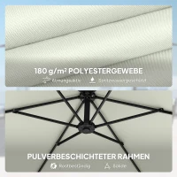 Outsunny Ampelschirm ca. Ø300 cm Sonnenschirm mit Verriegelungsmechanismus Kurbel Ständer Gewichten Cremeweiß(m-7)
