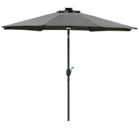 Outsunny Sonnenschirm im Freien Gartenschirm mit Solarbeleuchtung LED Sonnenschutz Stahl Aluminum Polyester Dunkelgrau Ø270 x 245H cm(m-11)