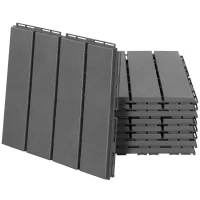 Outsunny Terrassenfliesen 30 x 30 cm 9 Stück 0,81㎡ Klickfliesen Balkonfliesen mit Klicksystem Drainagefunktion Bodenbelag Fliese für Terrasse Balkon Dunkelgrau(m-12)
