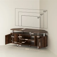 HOMCOM Meuble TV pour téléviseur jusqu'à 55 avec grand plateau, placards à portes et compartiment ouvert, marron(m-3)