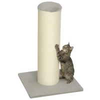 PawHut Poste grattoir pour chats Hauteur 75,5 cm Griffoir d'intérieur Base stable et corde en sisal naturel Gris clair(m-7)