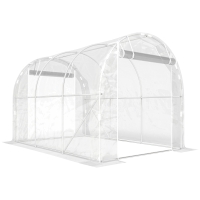 Outsunny Invernadero de Túnel 3x2x2 m con 2 Puertas Enrollables Estructura de Acero Galvanizado Cubierta PE Anti-UV Transparente