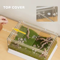 PawHut Acrylic Reptile Terrarium with Top Sliding Door, Vents, for Leopard Gecko, Hognose Snake, 30 x 20 x 15 cm(m-6)