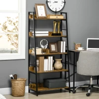 HOMCOM Étagère bibliothèque Style Industriel incliné 5 Niveaux 70L x 35l x 150H cm(m-2)
