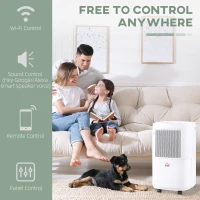 HOMCOM 10L/Day 2200ML Portable Quiet Dehumidifier with WiFi Smart App Control, Electric Moisture Air Dehumidifier for Home Laundry Basement(m-4)
