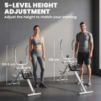 SPORTNOW 2-in-1 Ab Machine and Stair Stepper, Foldable Ab Trainer and Climbing Machine with LCD Monitor for Home Gym, White(m-5)