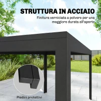 Outsunny Set da Pranzo Esterno 6 Persone, Tavolo e Sedie con Foro Ombrellone, Nero(m-8)