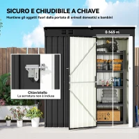 Outsunny Capanno Giardino Metallo 163x90x179 cm, Porta Chiudibile, Prese d'Aria, Grigio Scuro(m-6)