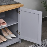 HOMCOM Shoe Cabinet, Modern Shoe Bench with 2 Doors for Hallway, Entryway, Grey(m-9)