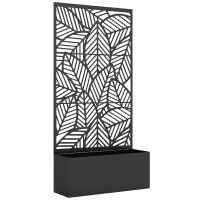 Outsunny Jardinière avec treillis, bac à fleurs, lit surélevé avec brise-vue, pour plantes grimpantes métal 90 x 30 x 170 cm noir(m-1)