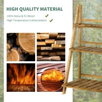 Outsunny Wooden Folding Flower Pot Stand 3 Tier Garden Planter Display Ladder Gardener Storage Shelves Rack Herb Holder (60L x 37W x 93H cm)(m-4)