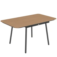 Outsunny Gartentisch 140 x 80 cm für 6 Personen rostbeständig Outdoor Esstisch mit WPC-Tischplatte Verstellbare Füße, Teak(m-1)