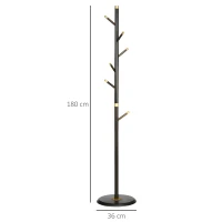 HOMCOM Garderobenständer, Kleiderständer, 6 Haken, Walnuss(m-3)