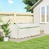 Outsunny Gewächshaus mit Fernster PE-Gitterfolie, winterfest Foliengewächshaus, Treibhaus 180 x 90 x 70cm Weiß(m-10)
