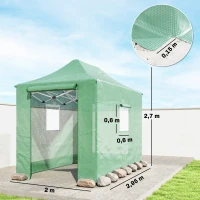 Outsunny Pop Up Gewächshaus ca. 200x300x270 cm Faltbar Foliengewächshaus mit Satteldach Reißverschlusstüren und -fenstern(m-3)